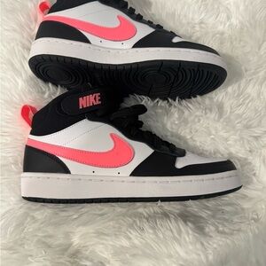 Nike Black and Neon Pink High-Tops
